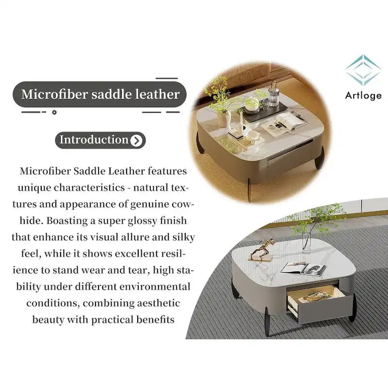 Table basse carrée moderne avec 2 tiroirs, table d'appoint blanche 31,5 Mecha Style (grandes et petites tables vendues séparément)-6