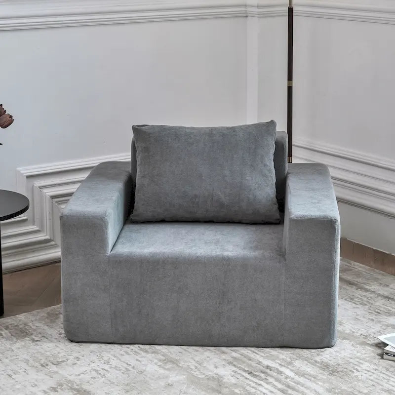 Fauteuil d'appoint moderne gris uni 40,2 avec coussin-14