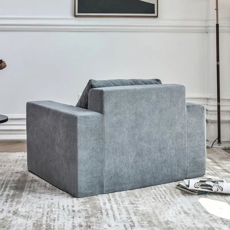 Fauteuil d'appoint moderne gris uni 40,2 avec coussin-6