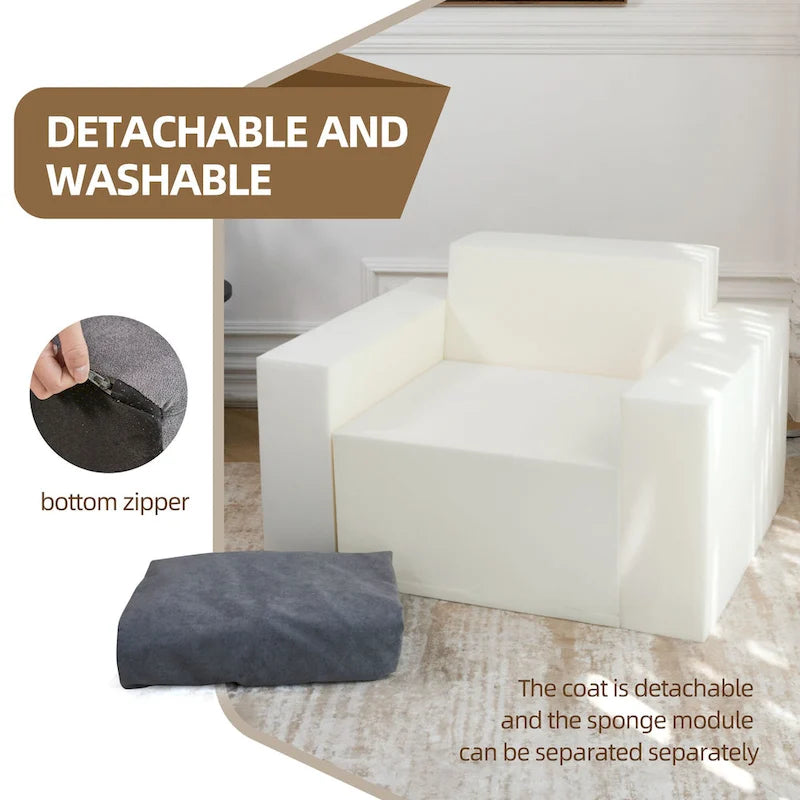 Fauteuil d'appoint moderne gris uni 40,2 avec coussin-8