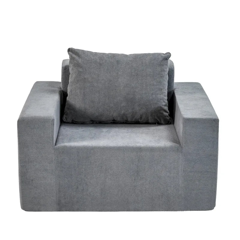 Fauteuil d'appoint moderne gris uni 40,2 avec coussin-10