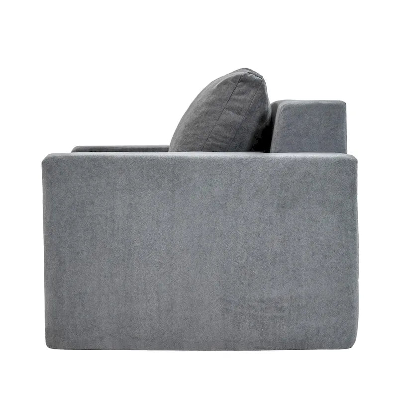 Fauteuil d'appoint moderne gris uni 40,2 avec coussin-12
