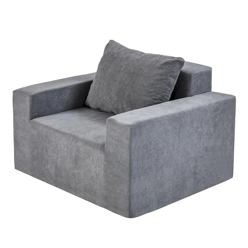 Fauteuil d'appoint moderne gris uni 40,2 avec coussin-13