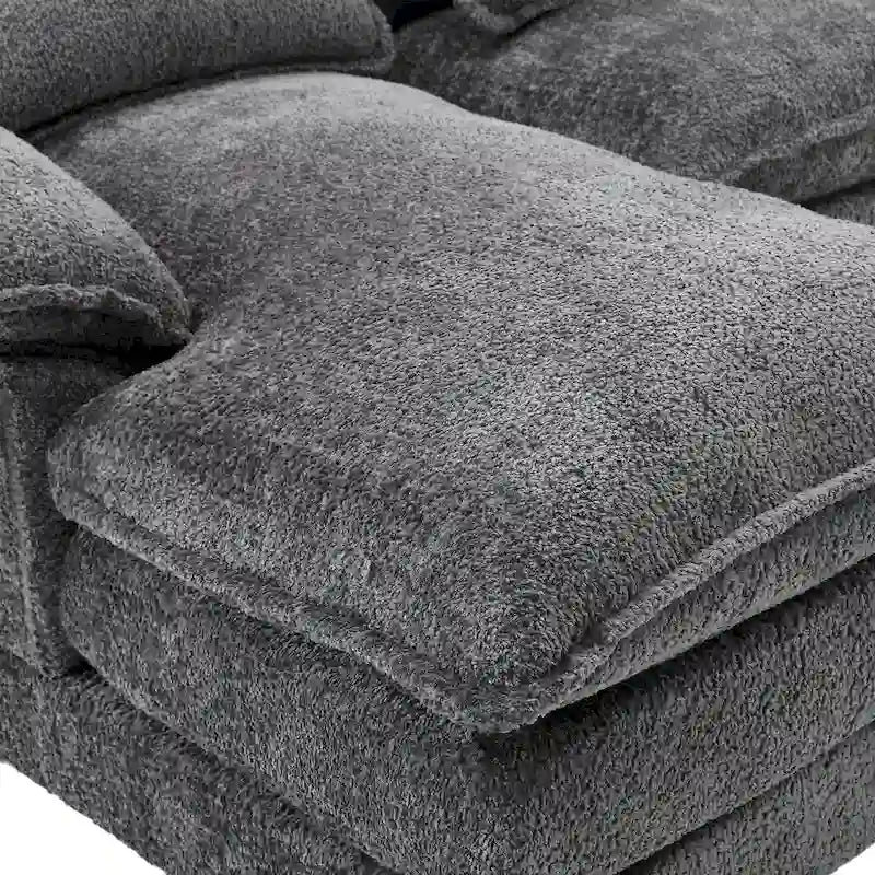 Canapé d'angle modulaire moderne gris en forme de U, grand format, avec coussins amovibles et coussins décoratifs-12