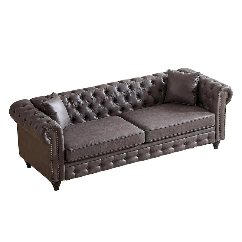 Canapé 3 places Chesterfield 85.5 en tissu technique avec coussins-10