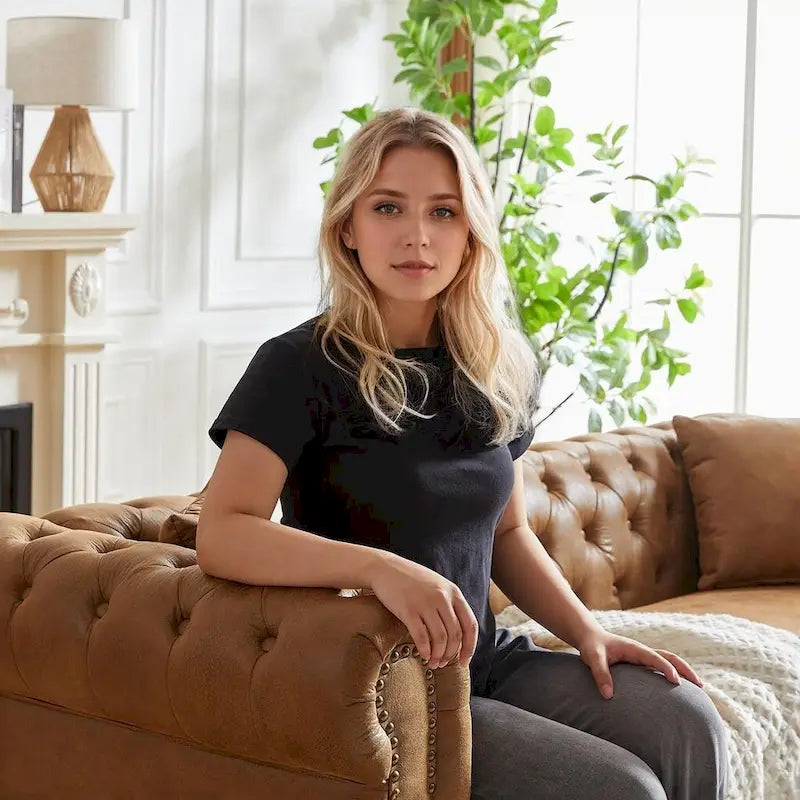 Canapé 3 places Chesterfield 85.5 en tissu technique avec coussins-26