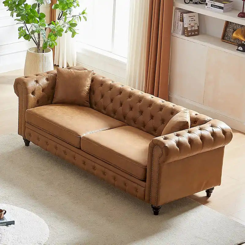 Canapé 3 places Chesterfield 85.5 en tissu technique avec coussins-33