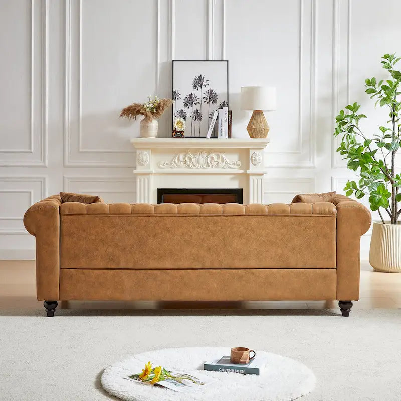 Canapé 3 places Chesterfield 85.5 en tissu technique avec coussins-37