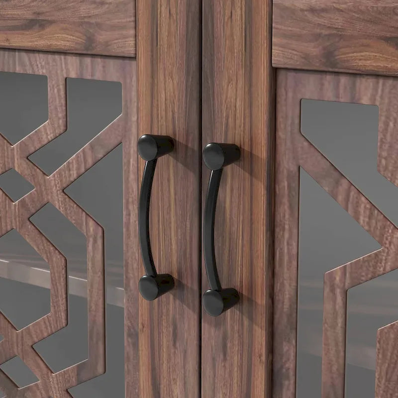 Meuble TV pour téléviseur de plus de 65 pouces, console multimédia rustique avec étagères de rangement, meuble TV en bois pour salon-12