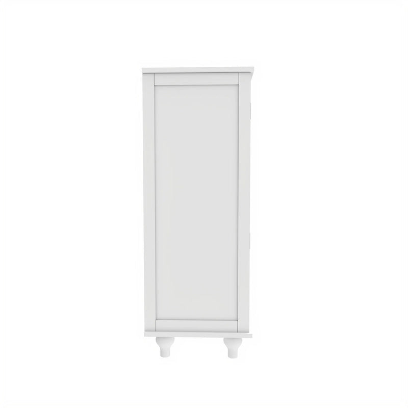 Buffet minimaliste avec double porte vitrée et tiroir, meuble de rangement en bois pour salon ou entrée.-15