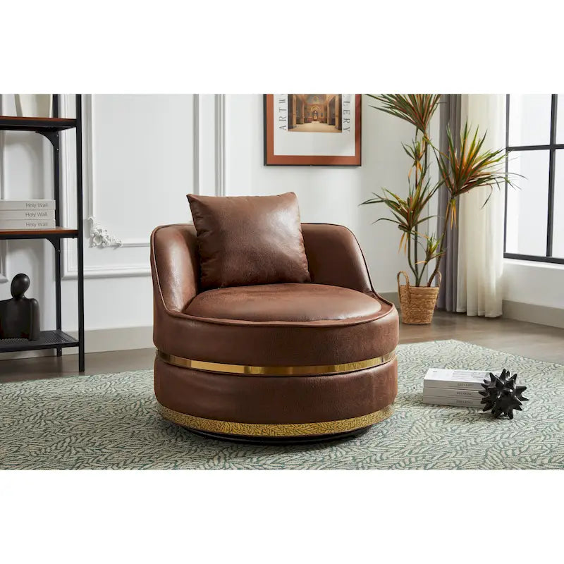 Fauteuil pivotant, fauteuil d'appoint pivotant à 360°, fauteuil tonneau pour salon et chambre à coucher-21