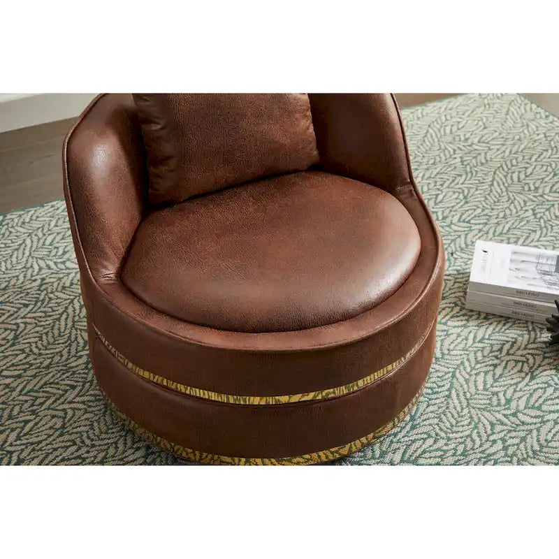 Fauteuil pivotant, fauteuil d'appoint pivotant à 360°, fauteuil tonneau pour salon et chambre à coucher-3