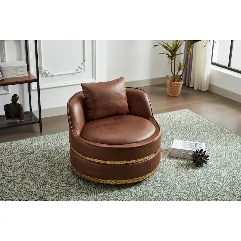 Fauteuil pivotant, fauteuil d'appoint pivotant à 360°, fauteuil tonneau pour salon et chambre à coucher-6