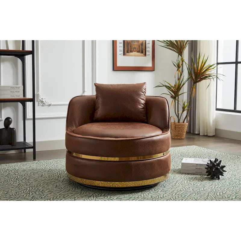 Fauteuil pivotant, fauteuil d'appoint pivotant à 360°, fauteuil tonneau pour salon et chambre à coucher-7