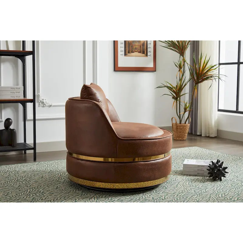 Fauteuil pivotant, fauteuil d'appoint pivotant à 360°, fauteuil tonneau pour salon et chambre à coucher-9