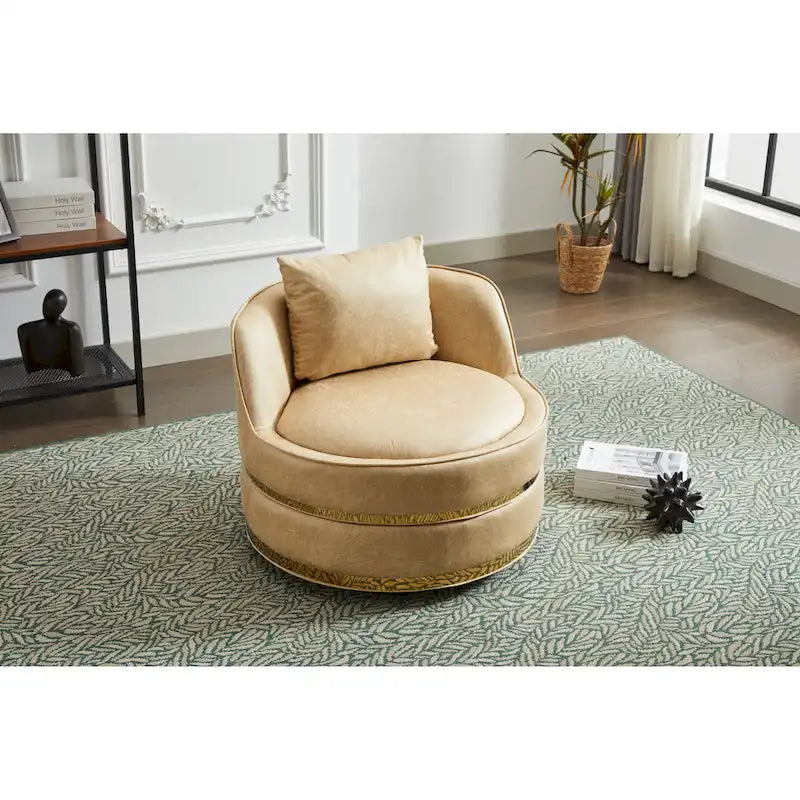 Fauteuil pivotant, fauteuil d'appoint pivotant à 360°, fauteuil tonneau pour salon et chambre à coucher-11