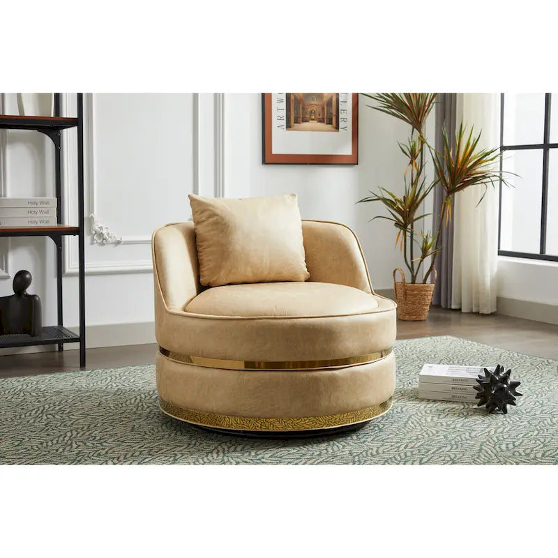 Fauteuil pivotant, fauteuil d'appoint pivotant à 360°, fauteuil tonneau pour salon et chambre à coucher-16