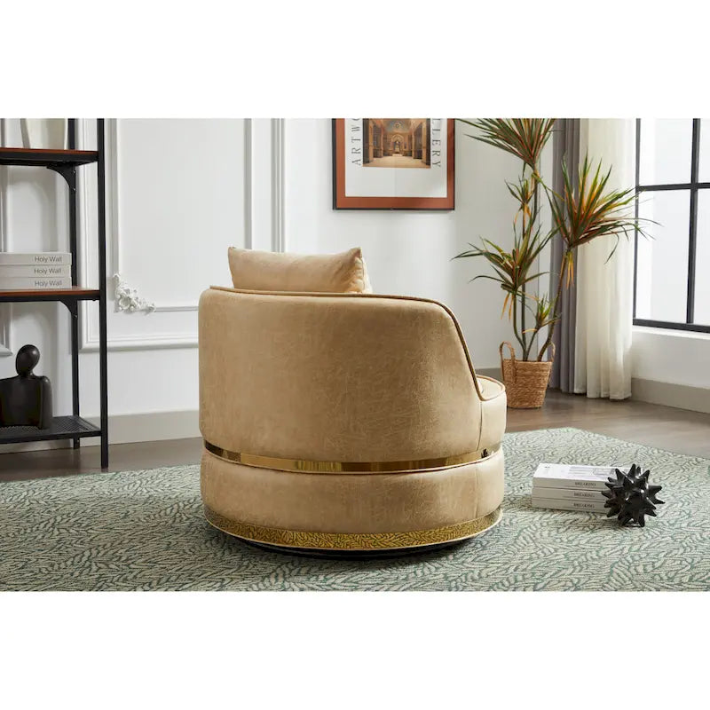 Fauteuil pivotant, fauteuil d'appoint pivotant à 360°, fauteuil tonneau pour salon et chambre à coucher-17