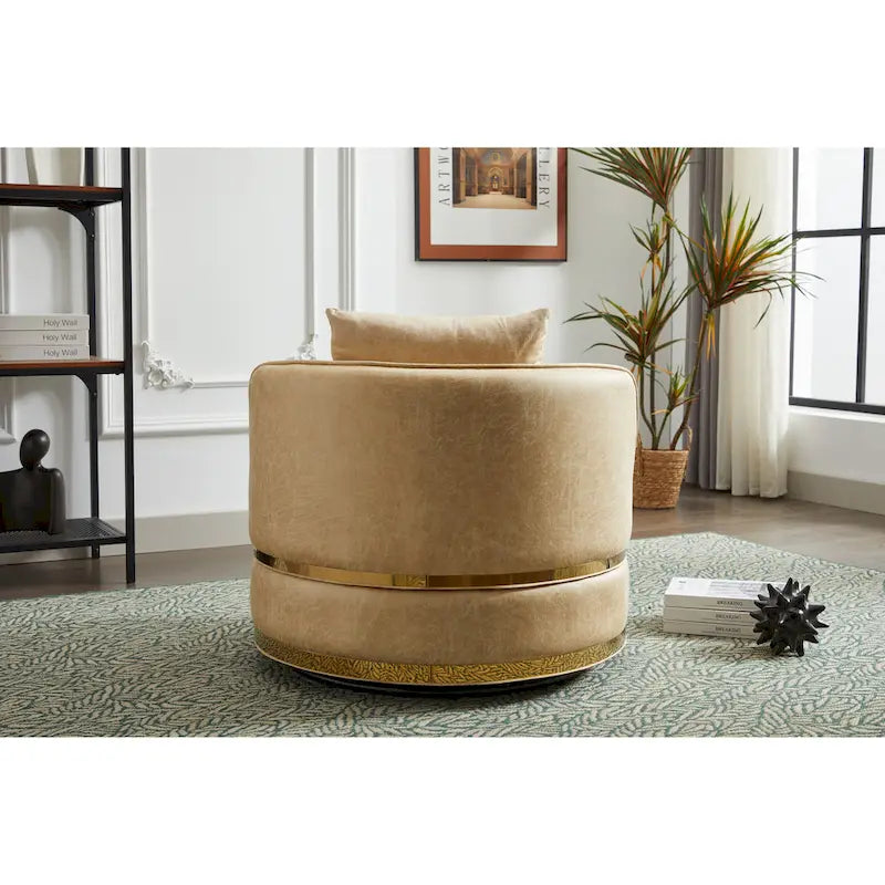 Fauteuil pivotant, fauteuil d'appoint pivotant à 360°, fauteuil tonneau pour salon et chambre à coucher-18