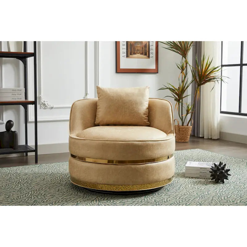 Fauteuil pivotant, fauteuil d'appoint pivotant à 360°, fauteuil tonneau pour salon et chambre à coucher-19