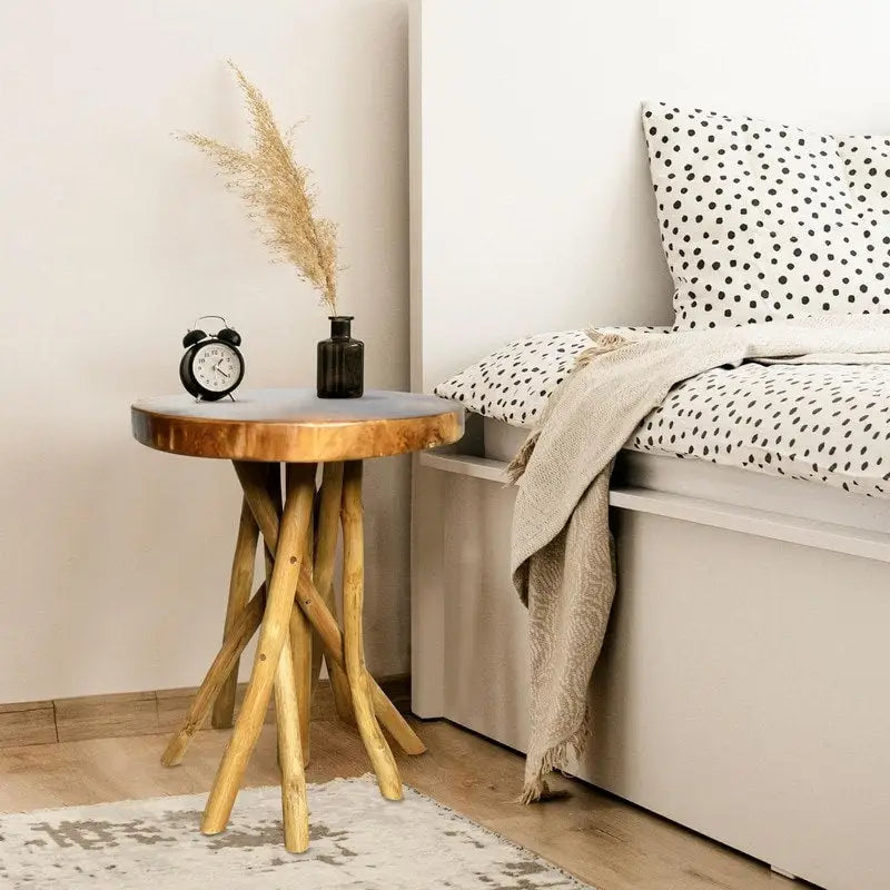 Table d'appoint en teck massif avec pieds bâtons - 40,6 cm (P) x 40,6 cm (L) x 50,8 cm (H)