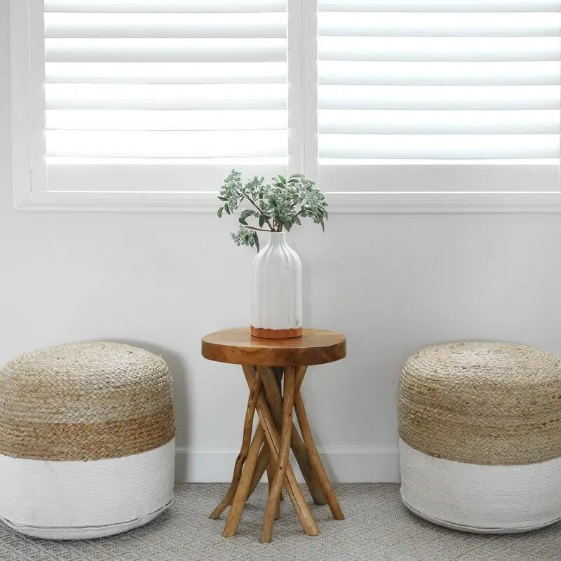 Table d'appoint en teck massif avec pieds bâtons - 40,6 cm (P) x 40,6 cm (L) x 50,8 cm (H)-3