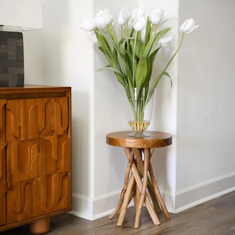Table d'appoint en teck massif avec pieds bâtons - 40,6 cm (P) x 40,6 cm (L) x 50,8 cm (H)-4