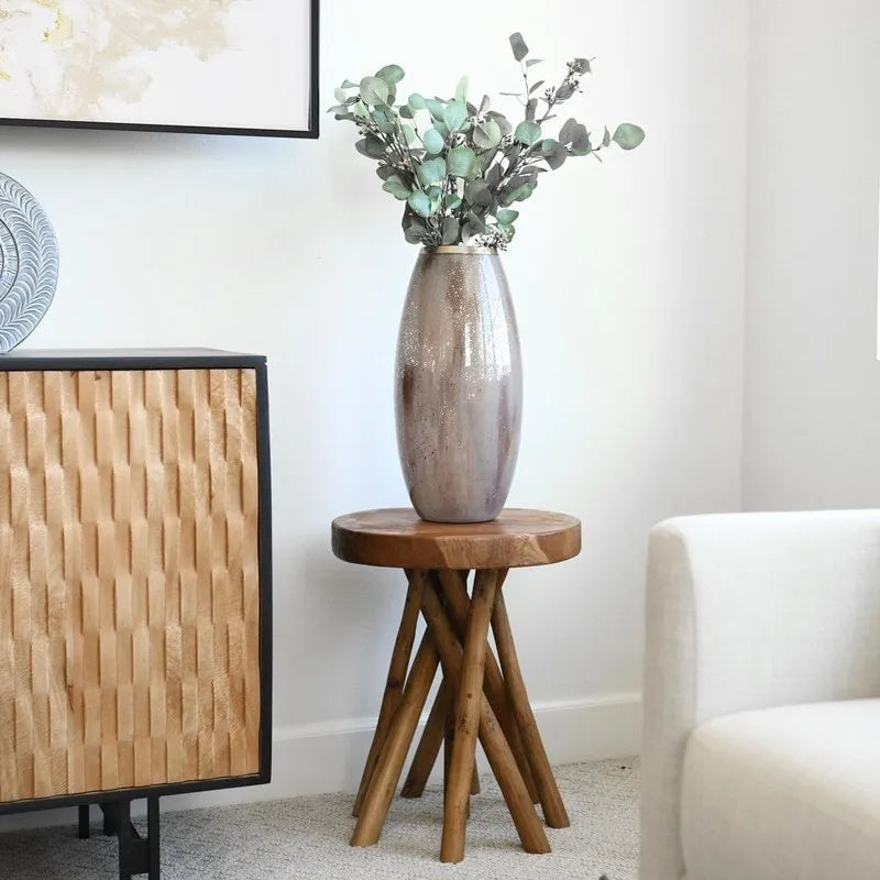 Table d'appoint en teck massif avec pieds bâtons - 40,6 cm (P) x 40,6 cm (L) x 50,8 cm (H)-5