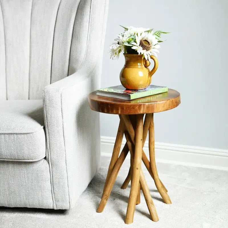 Table d'appoint en teck massif avec pieds bâtons - 40,6 cm (P) x 40,6 cm (L) x 50,8 cm (H)-6