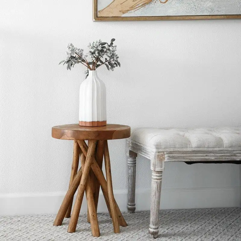 Table d'appoint en teck massif avec pieds bâtons - 40,6 cm (P) x 40,6 cm (L) x 50,8 cm (H)-7