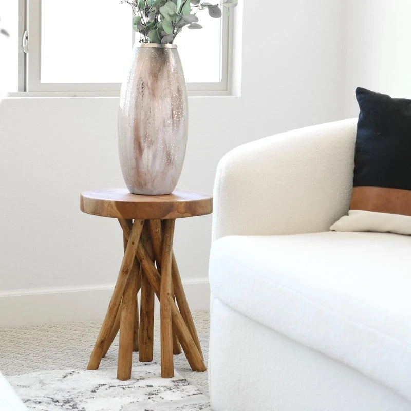 Table d'appoint en teck massif avec pieds bâtons - 40,6 cm (P) x 40,6 cm (L) x 50,8 cm (H)-8