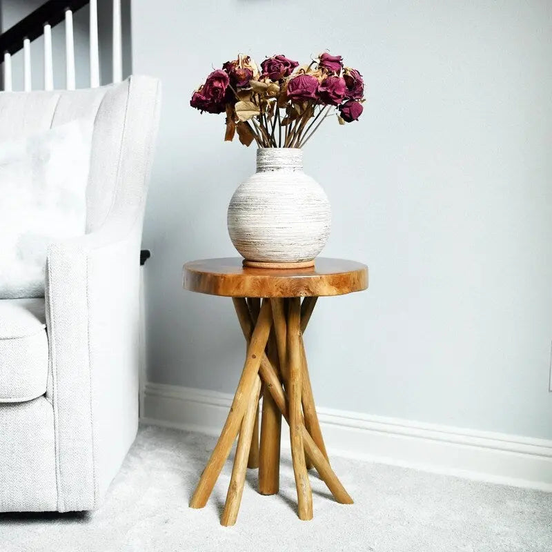 Table d'appoint en teck massif avec pieds bâtons - 40,6 cm (P) x 40,6 cm (L) x 50,8 cm (H)-9