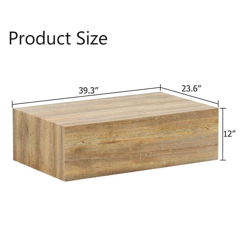 Table basse moderne en MDF, texture bois clair, design élégant, 39,3 x 23,6 x 12 cm-4