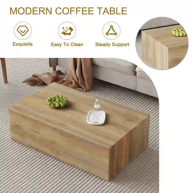 Table basse moderne en MDF, texture bois clair, design élégant, 39,3 x 23,6 x 12 cm-6