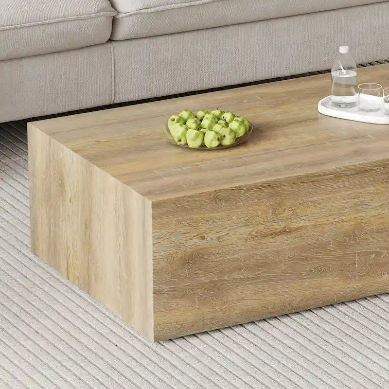 Table basse moderne en MDF, texture bois clair, design élégant, 39,3 x 23,6 x 12 cm-8