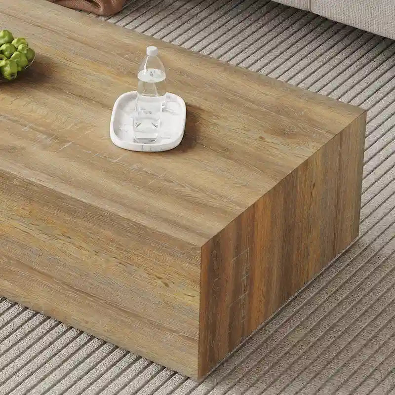 Table basse moderne en MDF, texture bois clair, design élégant, 39,3 x 23,6 x 12 cm-9