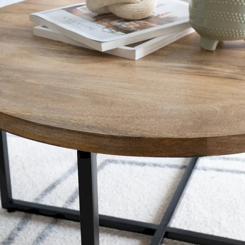 Table basse Tayla en bois naturel et fer-2