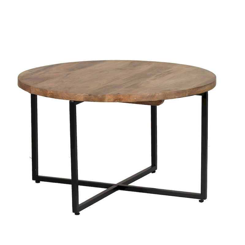 Table basse Tayla en bois naturel et fer-3