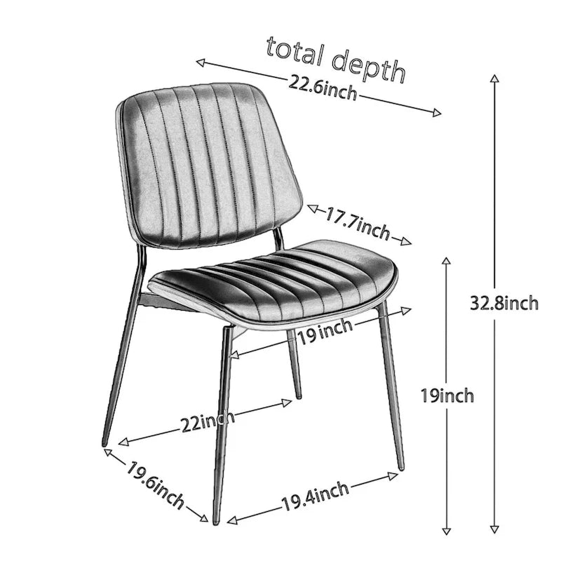 Chaises de salle à manger modernes sans accoudoirs, rembourrées et avec pieds en métal, GDFStudio-12