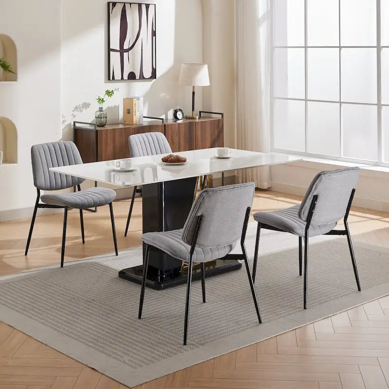 Chaises de salle à manger modernes sans accoudoirs, rembourrées et avec pieds en métal, GDFStudio-20