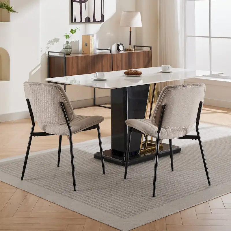 Chaises de salle à manger modernes sans accoudoirs, rembourrées et avec pieds en métal, GDFStudio-23