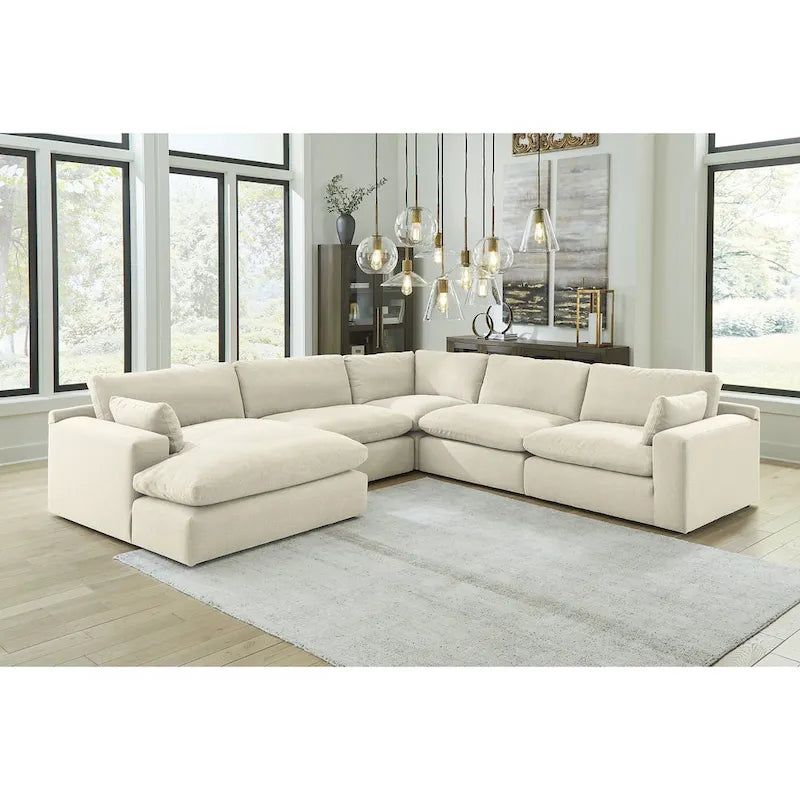 Signature Design by Ashley Elyza Ivory 5-Piece Sectional with Chaise - 135W x 135D x 36H