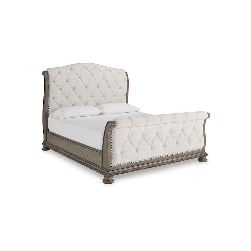 Lit traîneau capitonné marron clair/beige Signature Design by Ashley Ardenfield