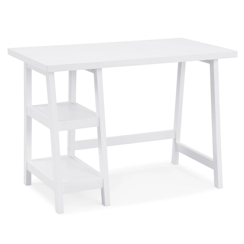 Bureau d'ordinateur moderne avec étagères de rangement ouvertes et pieds en bois d'hévéa pour bureau à domicile ou chambre à coucher-2