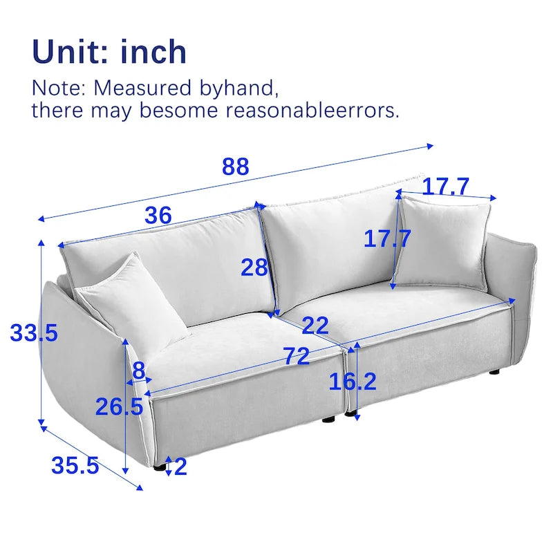 Ensemble canapé modulable 6 places en lin avec combinaison 3+3 places, structure en bois et 4 coussins-9