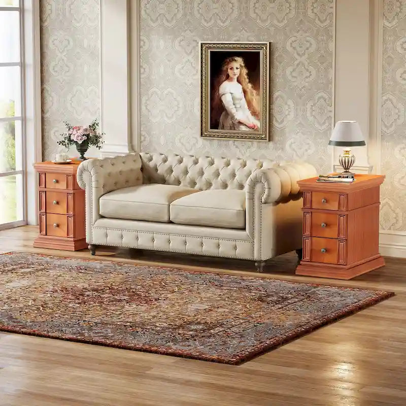 Table d'appoint étroite à 3 tiroirs, style vintage