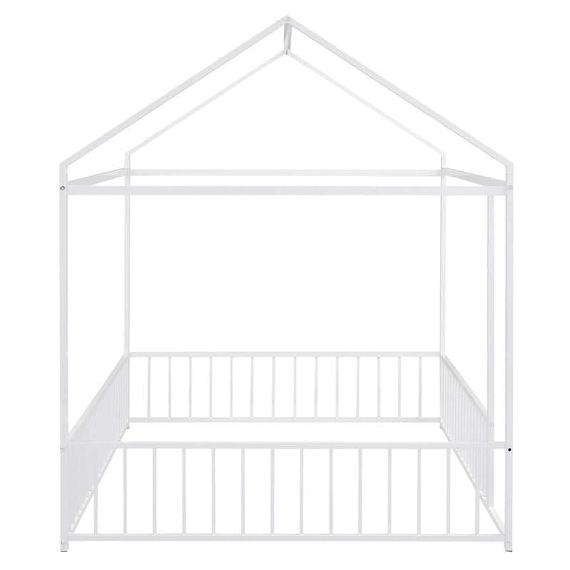 Lit cabane en métal pleine grandeur avec barrière, pour enfants, adolescents, filles et garçons-7
