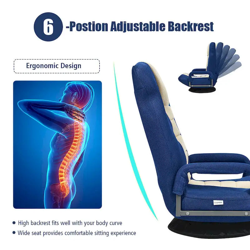 Fauteuil de jeu pivotant à 360 degrés avec dossier pliable et réglable-10