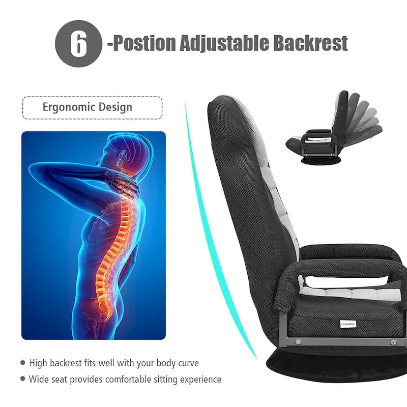 Fauteuil de jeu pivotant à 360 degrés avec dossier pliable et réglable-34