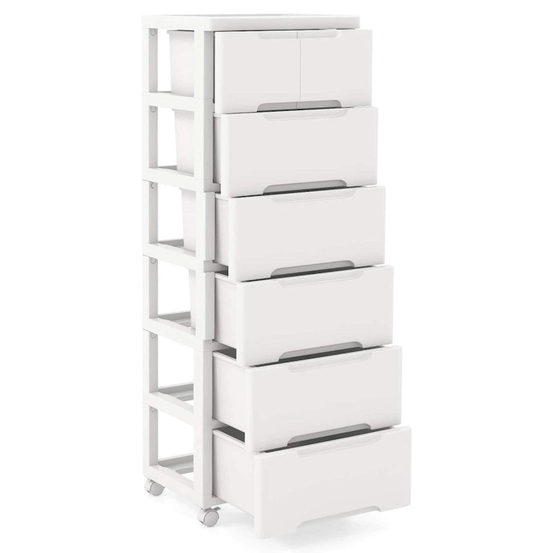 Chariot de rangement à roulettes Costway 1 pièce, 7 tiroirs, en plastique, avec 4 supports universels - Voir les détails-11